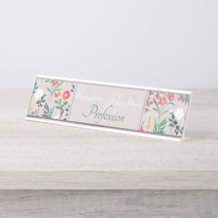 Placa De Mesa Bonito Aquarela Flores Botânicas