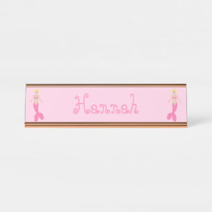 Placa De Mesa Bonito fantasia rosa Sereia Nome Personalizado