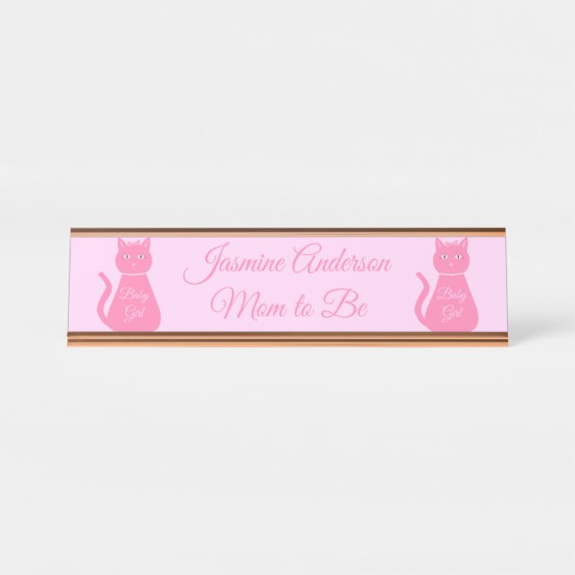 Placa De Mesa Bonito Gata de Bebê Rosa Costumava ser mãe (Frente)