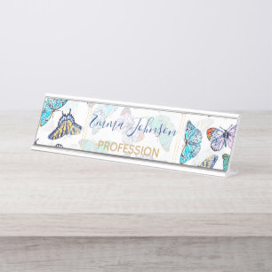 Placa De Mesa Borboletas brancas de coloração aquosa