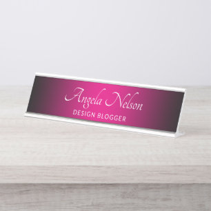 Placa De Mesa Borda Preta com Ombre Rosa Quente