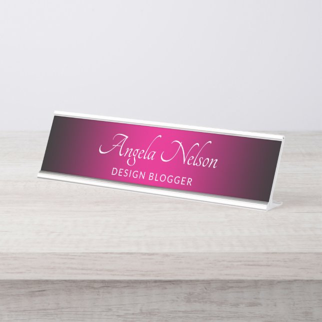 Placa De Mesa Borda Preta com Ombre Rosa Quente (Frente)