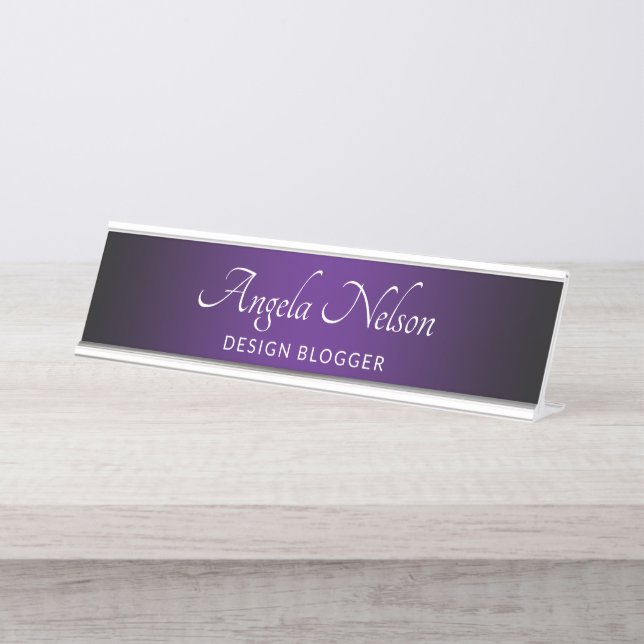 Placa De Mesa Borda Preta Roxo Real Ombre (Frente)