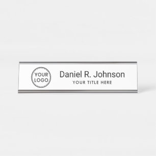 Placa De Mesa Branco simples de logotipo personalizado