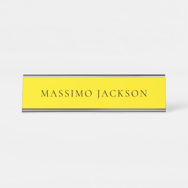 Placa De Mesa Bright Yellow Minimalist Plain Modern Aesthetic (Frente)
