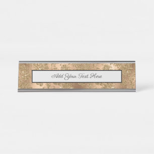 Placa De Mesa Bronze Marrom Flores Douradas Folhas Galhos Brilha