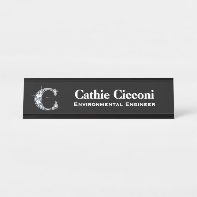 Placa De Mesa C Faux Diamond Desk Nameplate (Frente)