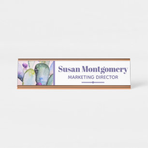 Placa De Mesa Cacto bonito & flores da aguarela personalizado