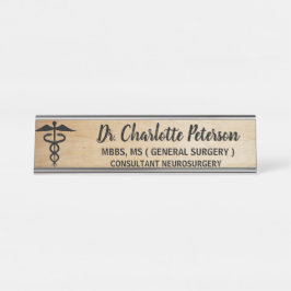 Placa De Mesa Caduceus Wooden Doctors