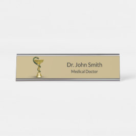 Placa De Mesa Caduco Médico Dourado da Higieia Cobra Bowl Beige