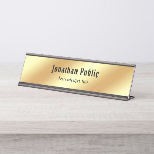 Placa De Mesa Caligrafia nostálgica Texto clássico Modelo Dourad