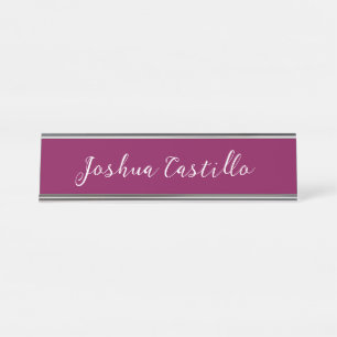 Placa De Mesa Caligrafia Simples Cor de Vinho Profissional