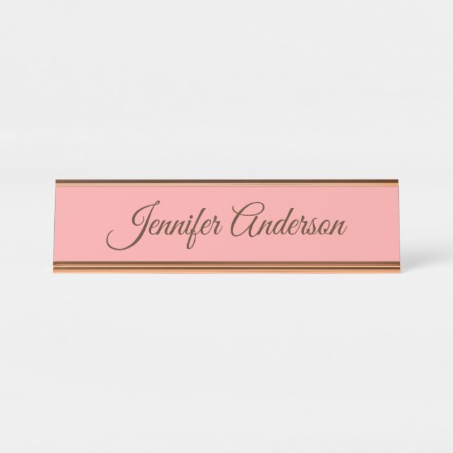 Placa De Mesa Calliografia Nome Personalizado Elegante Pastel Ve (Frente)