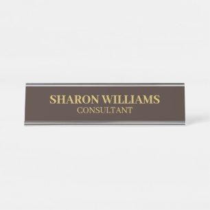 Placa De Mesa Castanho profissional minimalista moderno Dourado