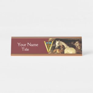 PLACA DE MESA CAVALOS, OUTROS ANIMAIS, SÍMBOLO VETERINÁRIO CADUE
