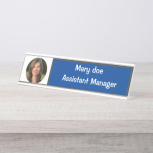 Placa De Mesa Chapas de nomes elegantes com foto do funcionário