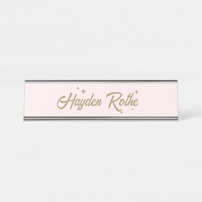 Placa De Mesa Chefe de Garota Rosa Bastante-Rosa Pastel (Frente)