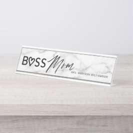 Placa De Mesa Chefe Moderno Mãe Na moda Branco Cinza Marble & Bl