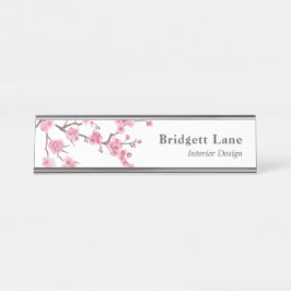 Placa De Mesa Cherry Blossom Bloom | Nome + Título