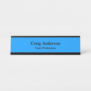 Placa De Mesa Chic Azul Brilhante Elegante Simples Profissional