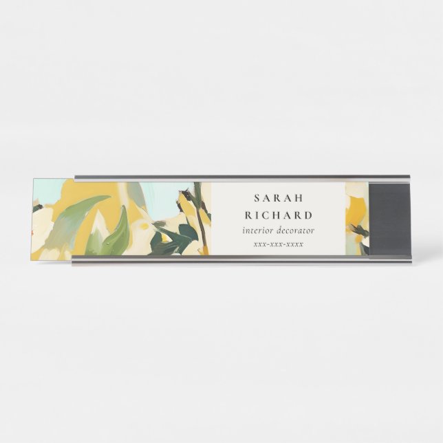 Placa De Mesa Chic Boho Amarelo Colorido Ochre Pintado (Frente)