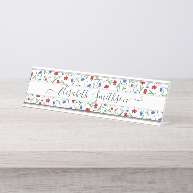 Placa De Mesa Chic Classy Elegant Custom Professional Floral (Frente)