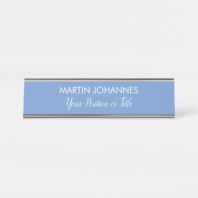 Placa De Mesa Chic Elegante Mínimo Azul-Na moda (Frente)