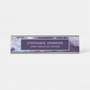 Placa De Mesa Chic Moody Abstrato Purple Blue Boss Lady CEO