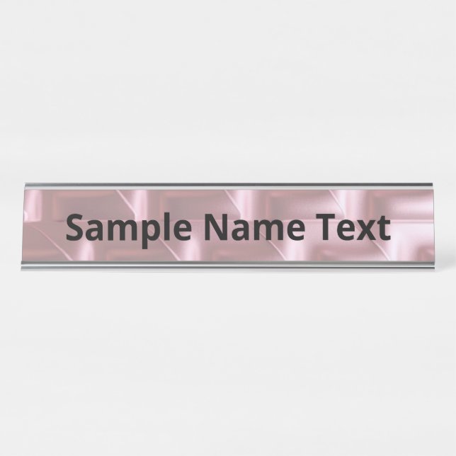 Placa De Mesa Chic Pink Geométrico Name Plate - Na moda (Frente)