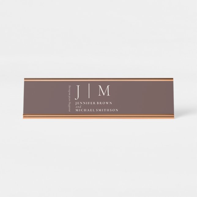 Placa De Mesa Chocolate Brown Formal Elegant Table Wedding (Frente)