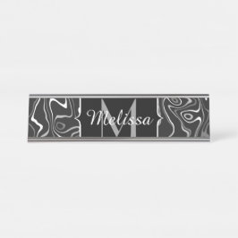 Placa De Mesa Cinza branca preta damascus abstrato swirls Monogr