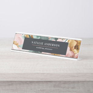 Placa De Mesa Cloreto de água moderno, floral e folhagem elegan