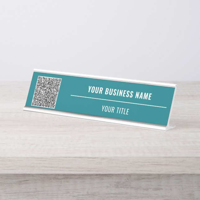 Placa De Mesa Código QR personalizado Nome do Business Desk Mode (Frente)