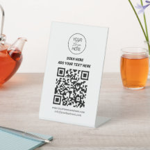 Placa de mesa com código QR personalizado e logoti