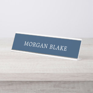 Placa De Mesa Consultor Minimalista Azul Branco