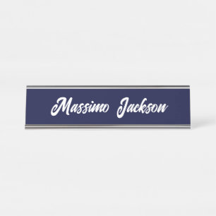 Placa De Mesa Cor Azul-Marinho Caligrafia Simples Moderna Própri