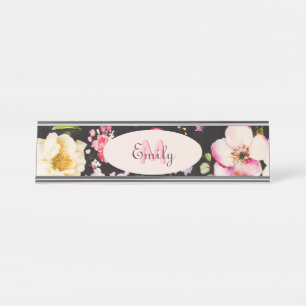 Placa De Mesa Cor d'água - rosada amarela roxas a preto, Monogra