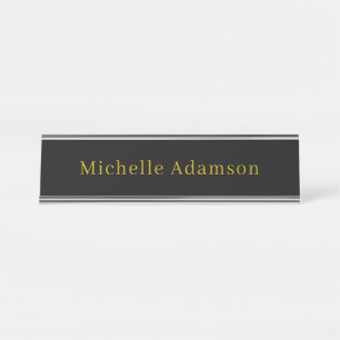 Placa De Mesa Cor Profissional Moderno Simples Dourado e Preto