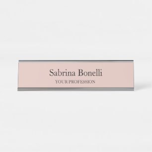 Placa De Mesa Cor simples e elegante, Rosa simples, Dourada