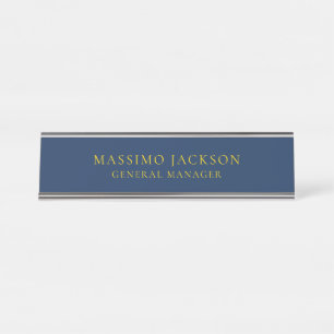 Placa De Mesa Cores Azul Ouro Profissional Tendências Minimalist