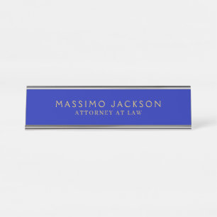 Placa De Mesa Cores Douradas Azul Zaffre Profissionais Modernas