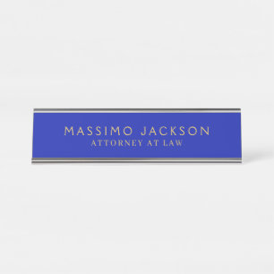 Placa De Mesa Cores Douradas Azul Zaffre Profissionais Modernas