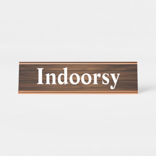 Placa De Mesa Cota Indoorsy Funny Retro Wood Paneling Quote (Frente)