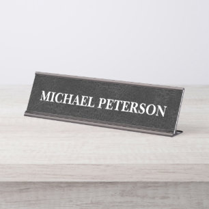 Placa De Mesa Couro Preto Desgastado Falso Personalizado