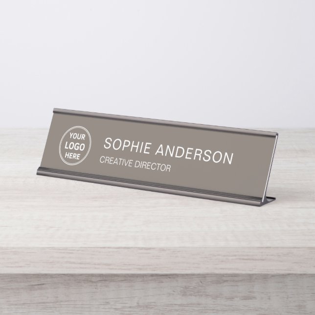Placa De Mesa Custom Logo Minimalist Business Corporate (Frente)