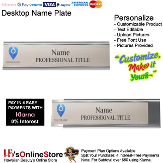 Placa De Mesa Customizable Silver Name Plate with Logo & Slogan 