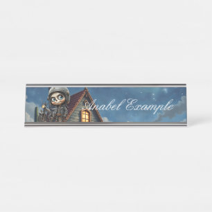 Placa De Mesa Cute Skull Biker   Passeio ao Luar pelo Deserto