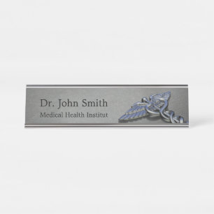 Placa De Mesa Da mesa médica do Caduceus da profissão do cromo