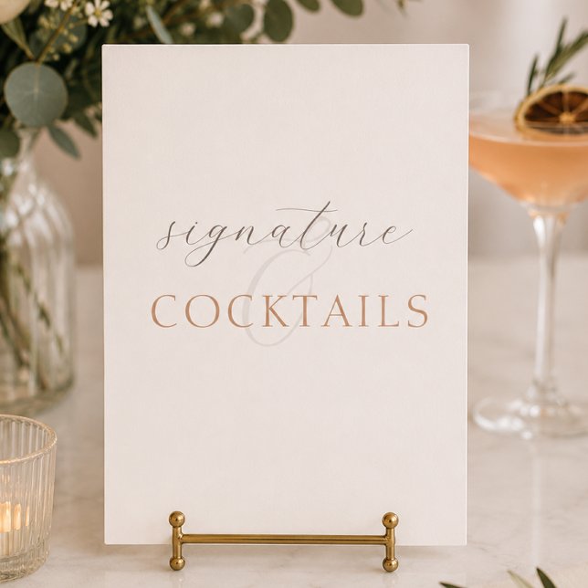 Placa de mesa de casamento em barra de chocolate m (Minimal Cocoa Brown Bar Wedding Table Sign
)