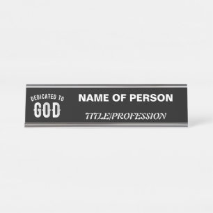PLACA DE MESA DEDICADO A DEUS TEXTO BRANCO LEGAL PERSONALIZÁVEL
